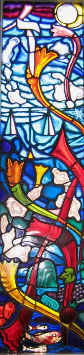 Stained glass depicting Rosh Hashanah.